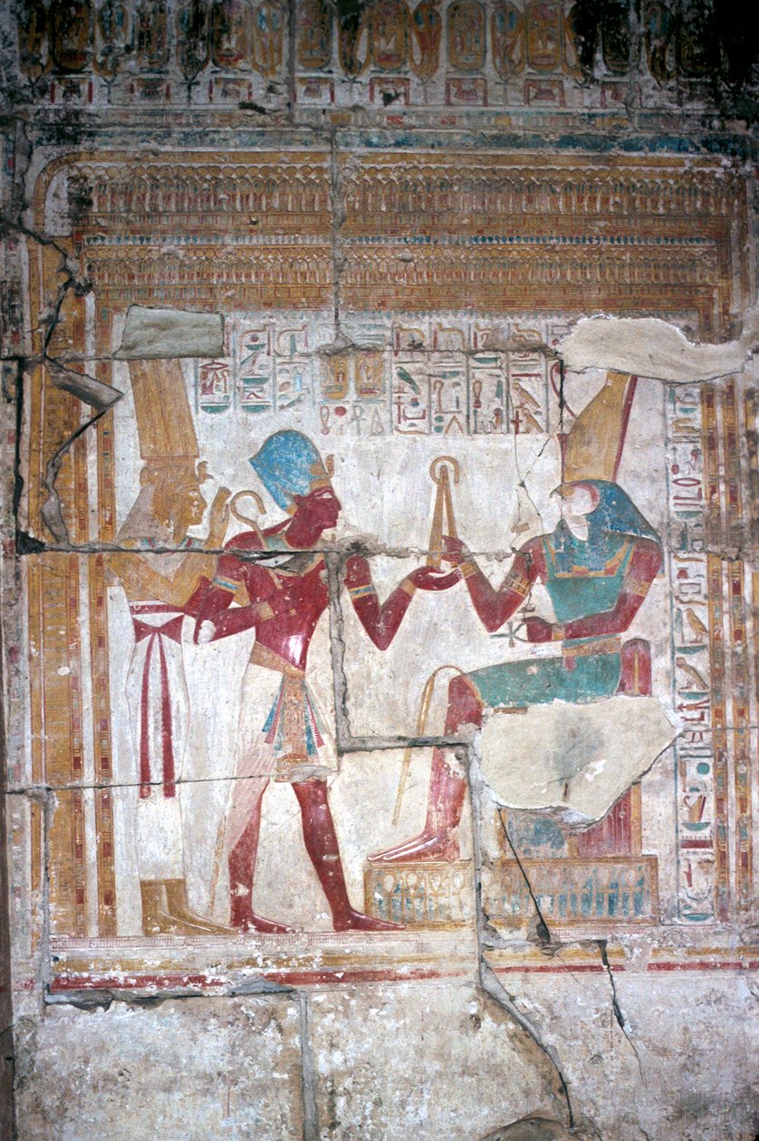I. Sethos tapéta Hórusz előtt, I. Sethos temploma, Abydos, Egyiptom, 19. dinasztia, ie 1280 körül alkotó: Unbekannt