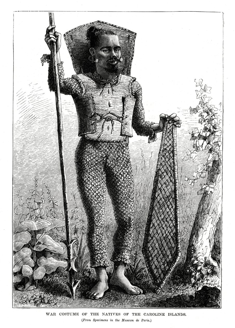 A Caroline-szigetek bennszülötteinek háborús jelmeze, középső Csendes-óceán, 1877 alkotó: Unbekannt