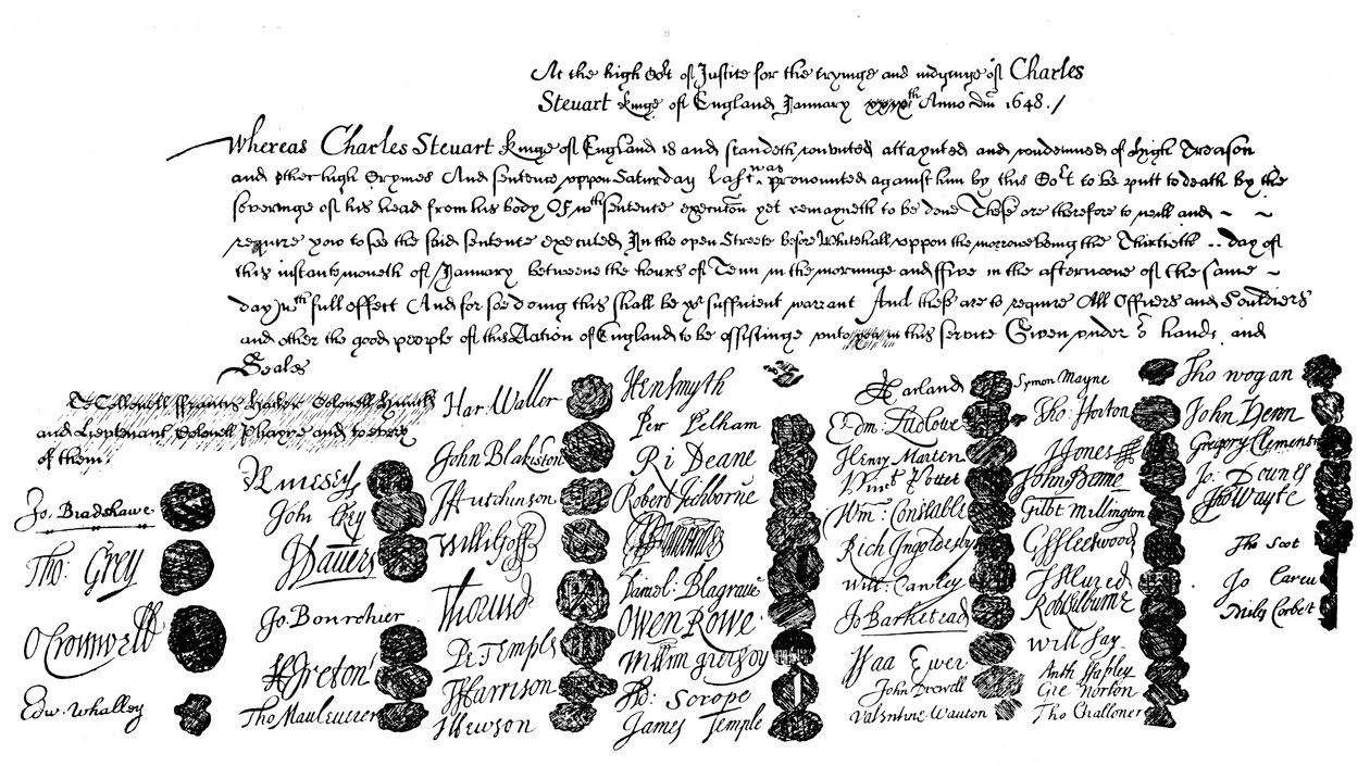 Károly király kivégzésének parancsa, 1648, 1909 alkotó: Unbekannt