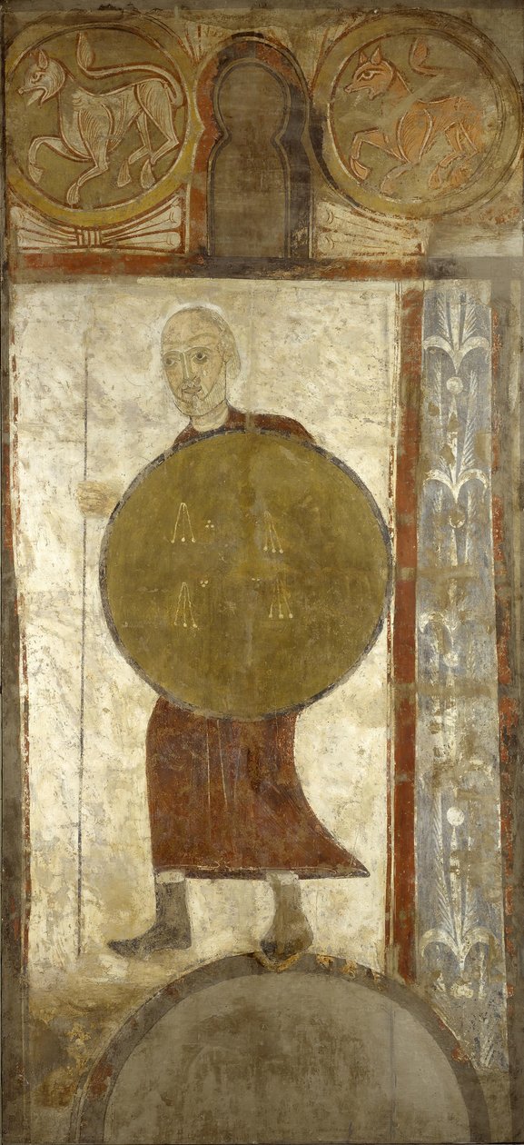 Pajzsos harcos, 12. század első fele, valószínűleg 1129-34. alkotó: Unbekannt