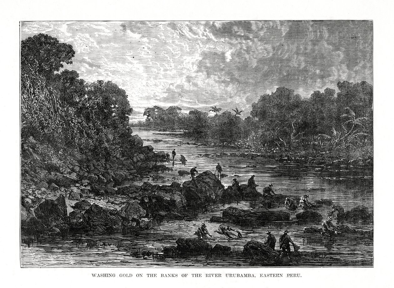 Aranymosás az Urubamba folyó partján, Peru, 1877 alkotó: Unbekannt