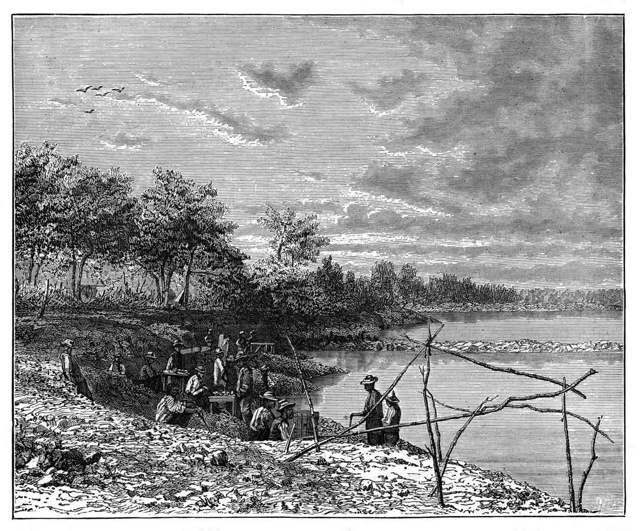Mosóhomok gyémántokhoz a Vaal folyó partján, Dél-Afrika, 1890 alkotó: Unbekannt