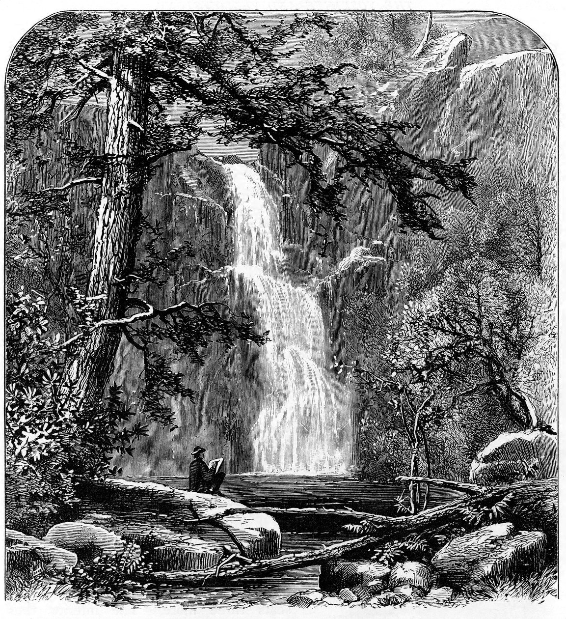 Vízesés a Yosemite-völgyben, Kalifornia, USA, 1875 alkotó: Unbekannt