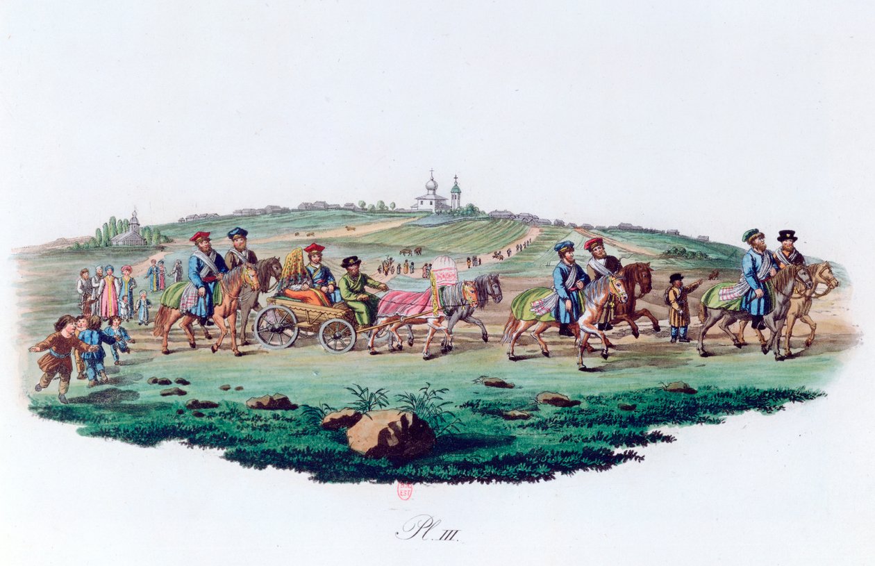 Esküvői körmenet, Oroszország, 1820 alkotó: Unbekannt