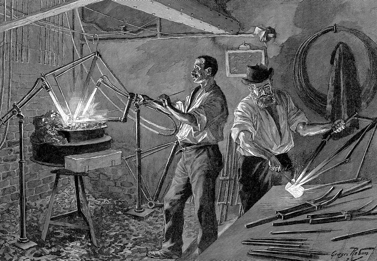 Kerékpárváz hegesztése, Franciaország, 1896 alkotó: Unbekannt