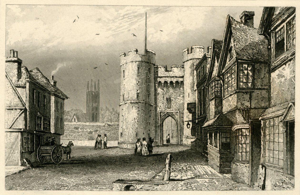 West Gate, Canterbury, Kent, 1845. alkotó: Unbekannt