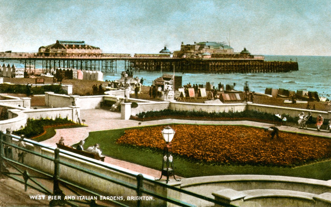 West Pier and Italian Gardens, Brighton, Sussex, 1928 alkotó: Unbekannt