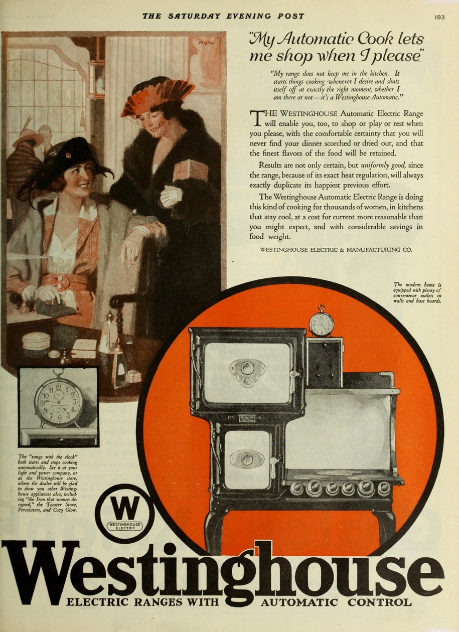 Westinghouse Electric Company, Reklám a Saturday Evening Postból, kb. 1920-1925. alkotó: Unbekannt
