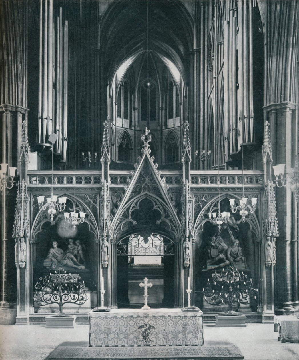Westminster Abbey, London, Benno Elkans ószövetségi és újszövetségi kandeláberekkel, 1942 alkotó: Unbekannt