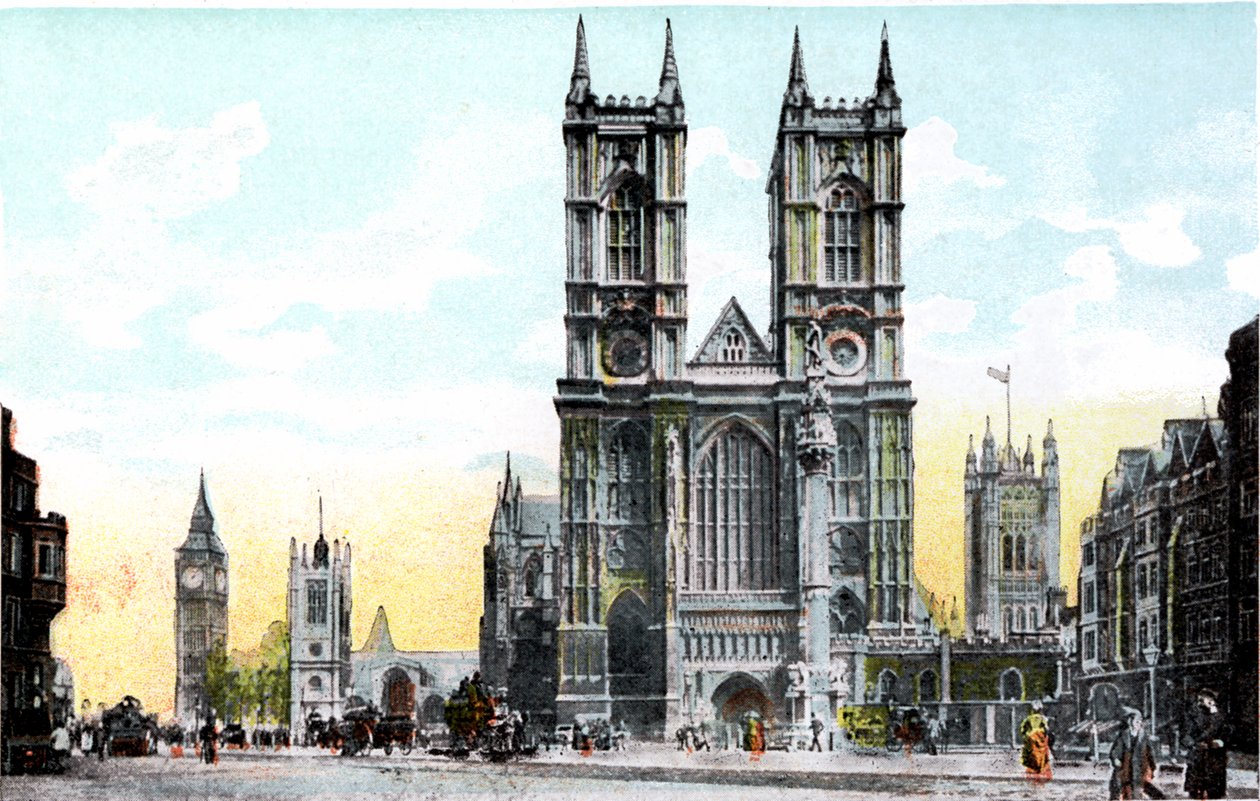 Westminster Abbey és Big Ben, London, XX. század alkotó: Unbekannt
