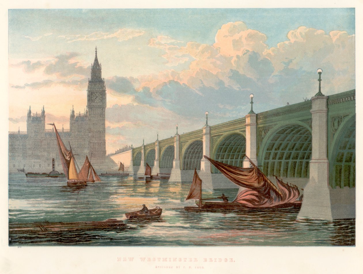 Westminster Bridge, London, a Temze déli partjáról nézve, 1858 alkotó: Unbekannt