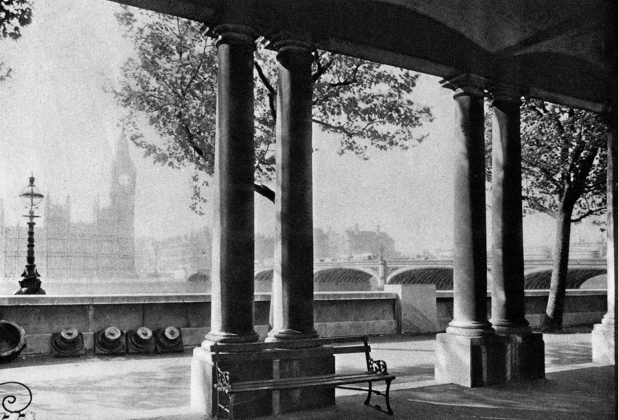 Westminster Bridge és Big Ben a St Thomass Kórház teraszáról, 1926-1927 alkotó: Unbekannt