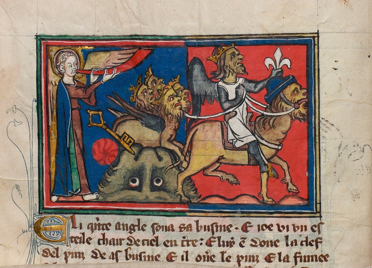 Amikor az ötödik angyal megfújta a trombitáját... Miniatűr: Apocalypse de saint Jean, 1320 körül. alkotó: Unbekannt
