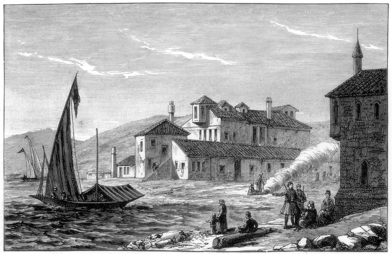 Lord Byron halálának helye, Missolonghi, Görögország, 1888 alkotó: Unbekannt