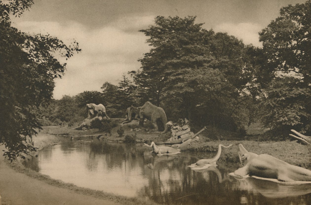 Ahol az őskor állatai lapulnak a tó mellett a palota területén, 1935. alkotó: Unbekannt