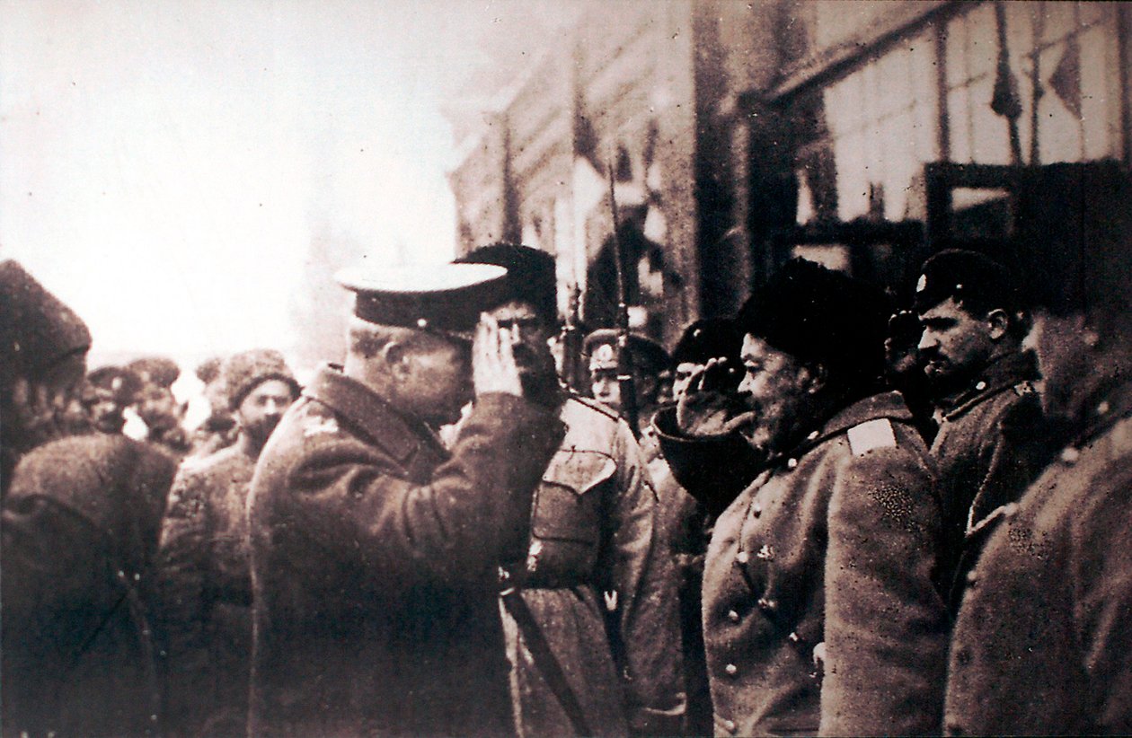 Anton Denikin fehér orosz tábornok, Frederick Poole brit vezérőrnagy, Oroszország, 1918 alkotó: Unbekannt