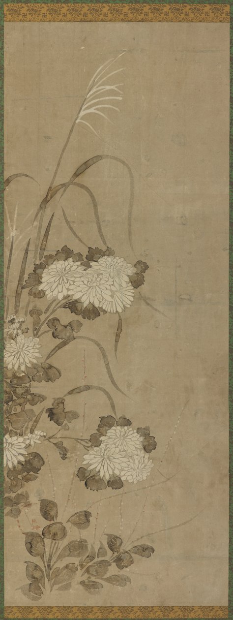 Fehér krizantém és pázsitfű, Edo-korszak, 1615-1868. alkotó: Unbekannt