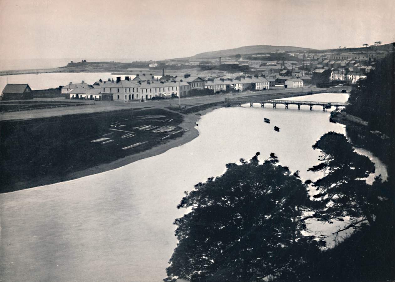 Wicklow – Általános nézet a városról és a folyóról, 1895 alkotó: Unbekannt
