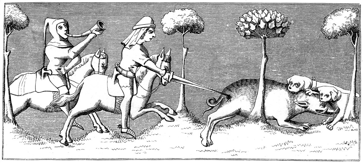 Vaddisznóvadászat kutyákkal, 1849. XIV. század alkotó: Unbekannt