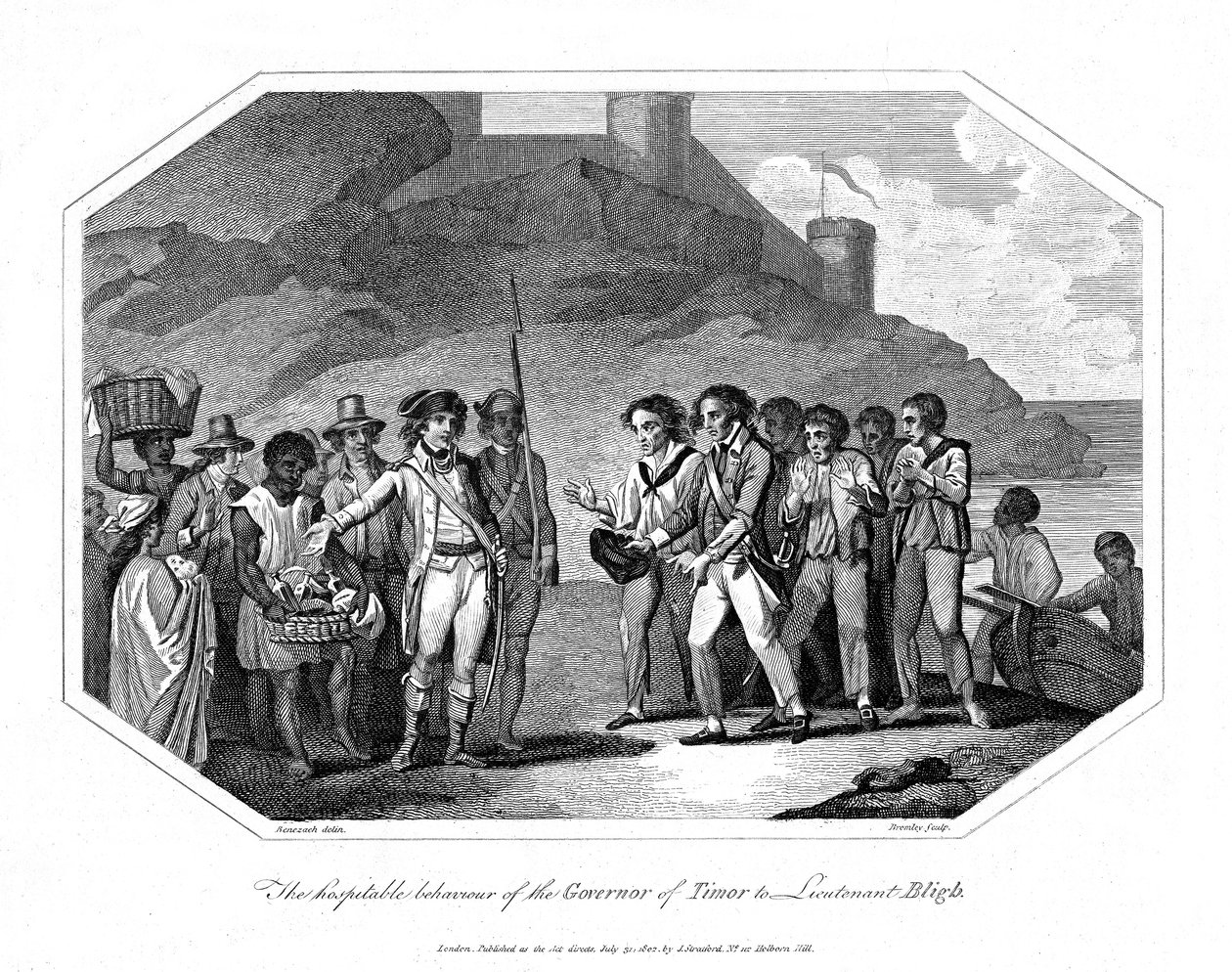 William Bligh brit tengerésztiszt, akit Timor kormányzója fogadott 1789. június 14-én 1802. alkotó: Unbekannt