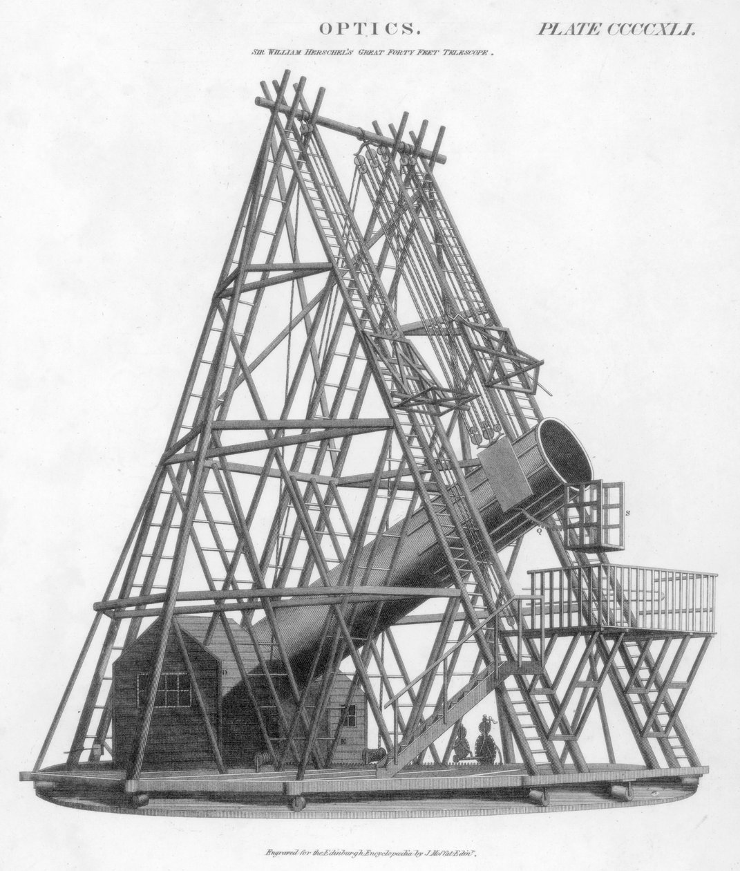 William Herschels 40 láb 12 m gyújtótávolságú fényvisszaverő teleszkóp, 1789 1807 alkotó: Unbekannt