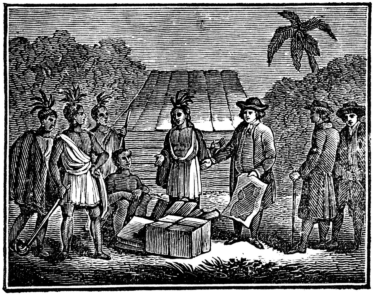 William Penn amerikai őslakosokkal, angol kvéker telepes, 1830 alkotó: Unbekannt