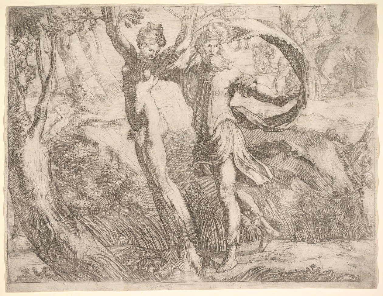 Wilton Album, 10a. fólió: Priapus és Lotis, kb. 1530-50. alkotó: Unbekannt