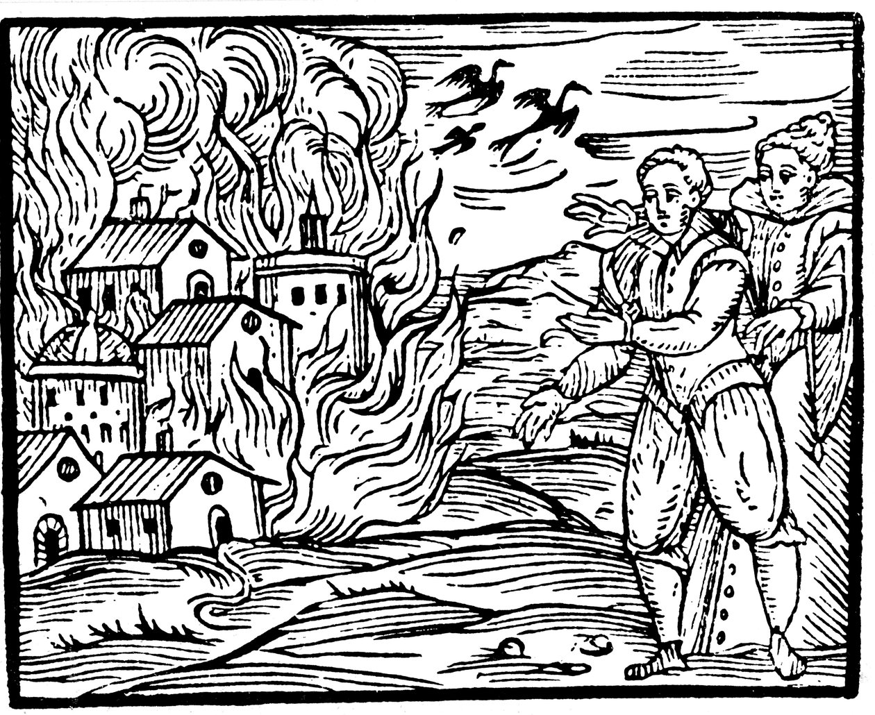 Boszorkányok pusztító házat tűzben - Sváb, 1533 alkotó: Unbekannt