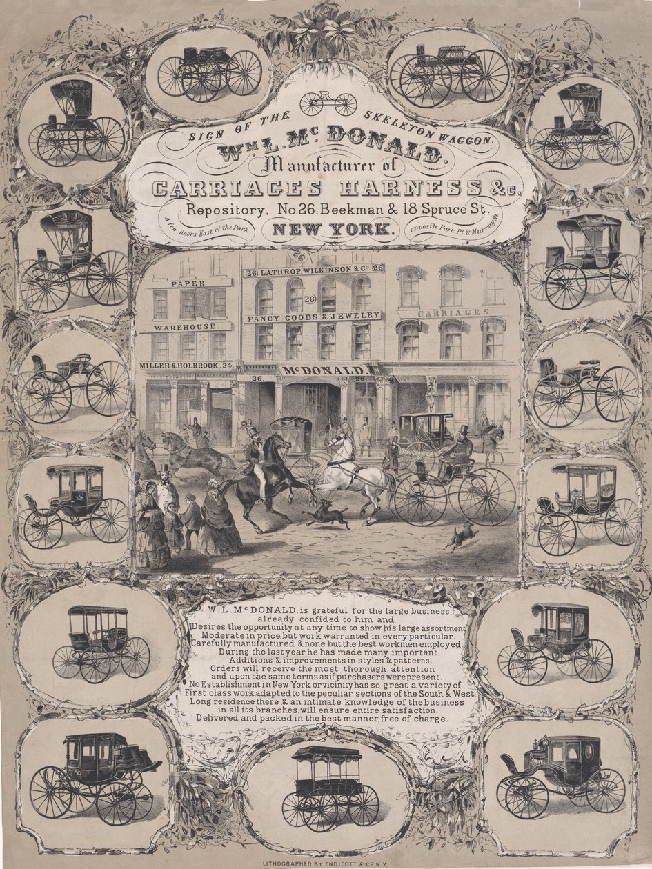 Wm. L. McDonald, Manufacturers of Carriage Harness & Co. Repository, No. 26 Beekman & 1..., 1852-86. alkotó: Unbekannt