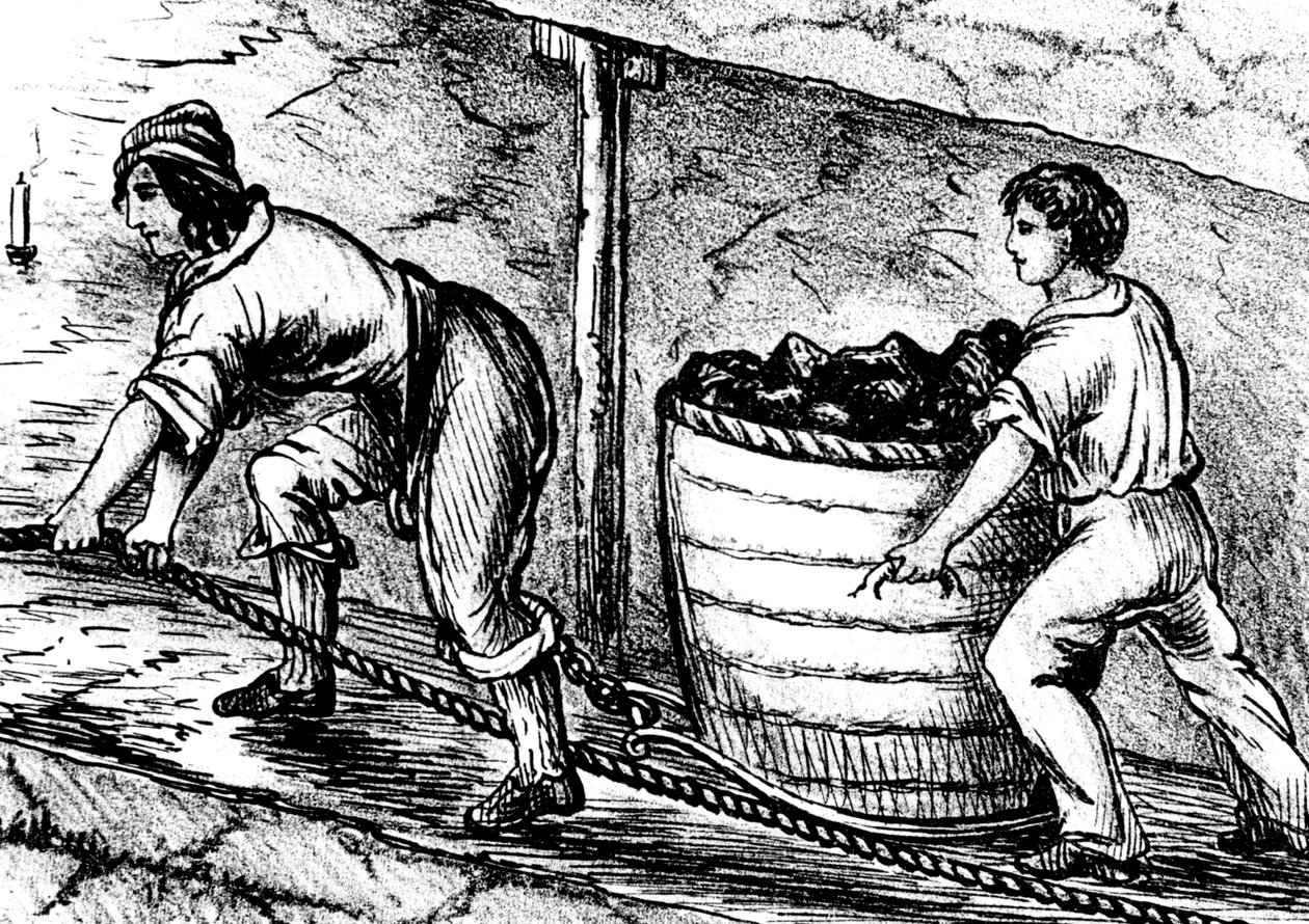 Nő és egy fiú egy szénbányában dolgozik, Bolton, Lancashire, 1848 alkotó: Unbekannt