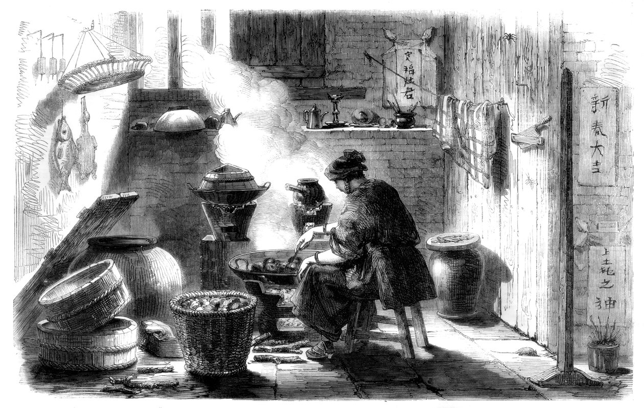 Nő süteményeket készít a kínai újévre, 1861 alkotó: Unbekannt