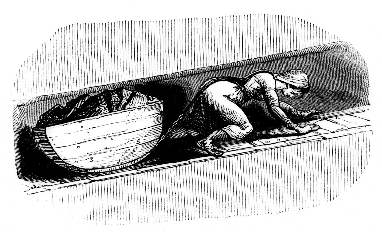 Nő, aki egy szenet húz egy keskeny varraton, Dél-Wales, 1848 alkotó: Unbekannt