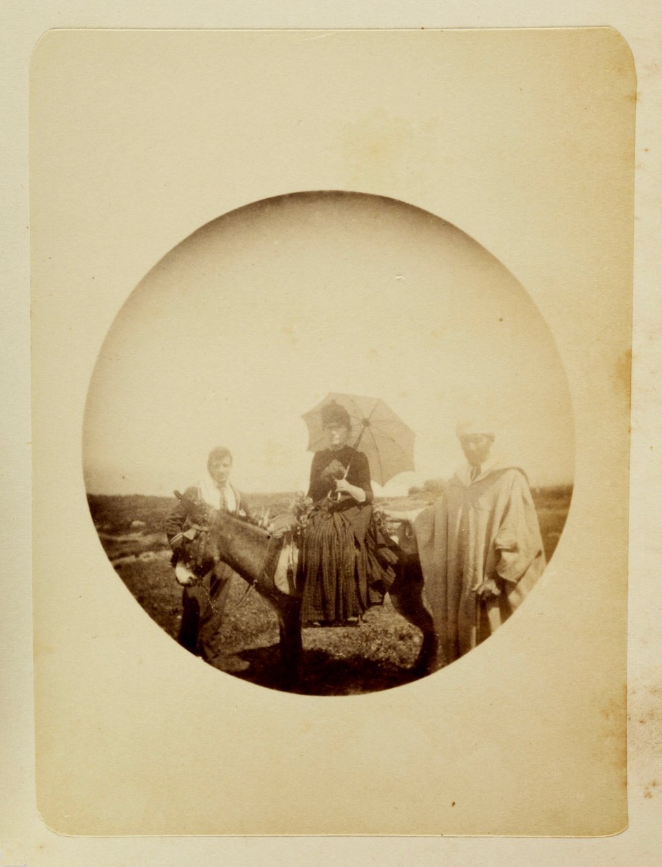 „Szamáron lovagló nő”, 1890 körül alkotó: Unbekannt