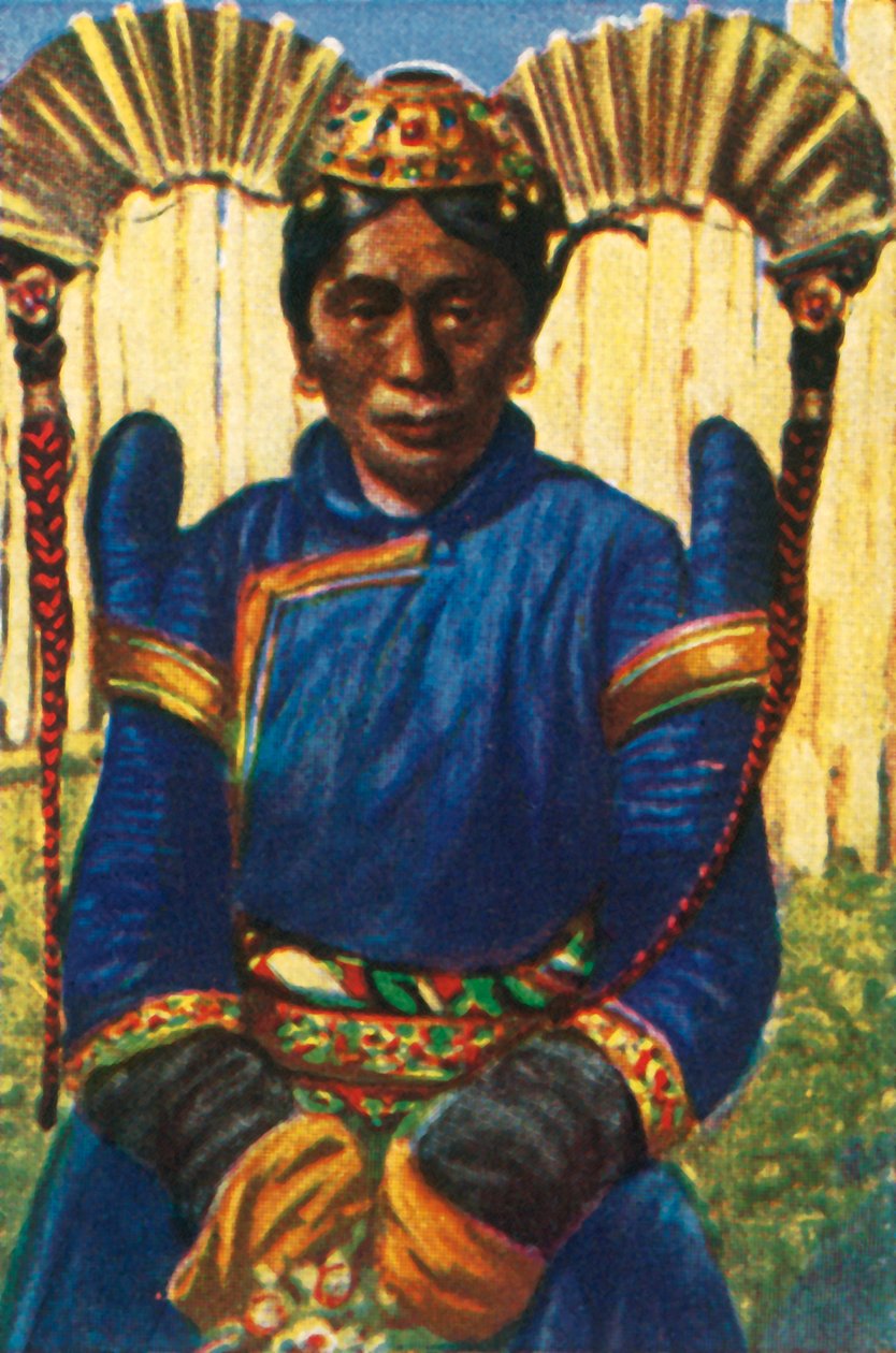 Nő hagyományos fejdísszel, Mongólia, 1928. alkotó: Unbekannt