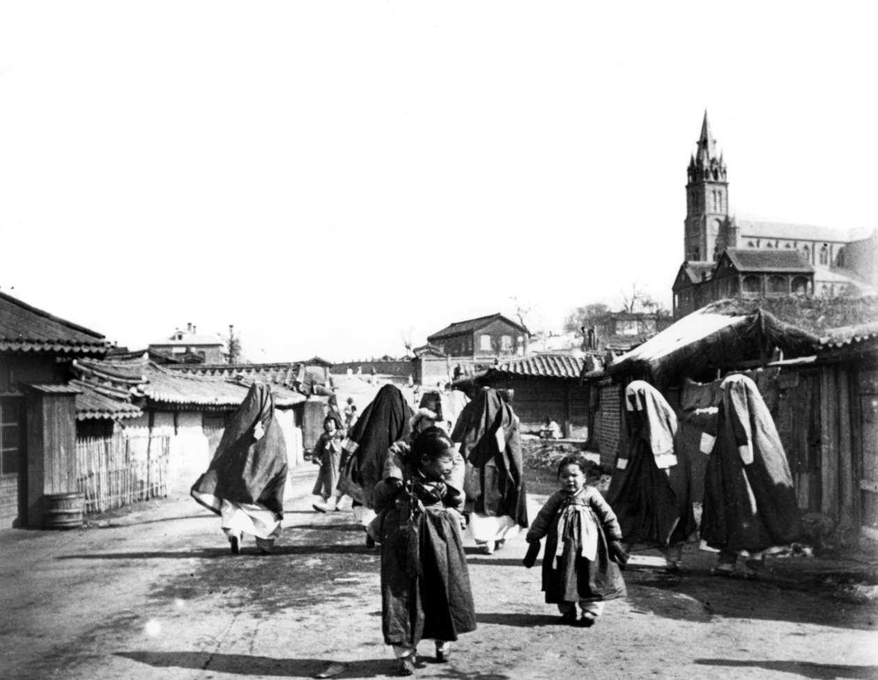 Nők és gyerekek, Nam San, Korea, 1900 alkotó: Unbekannt
