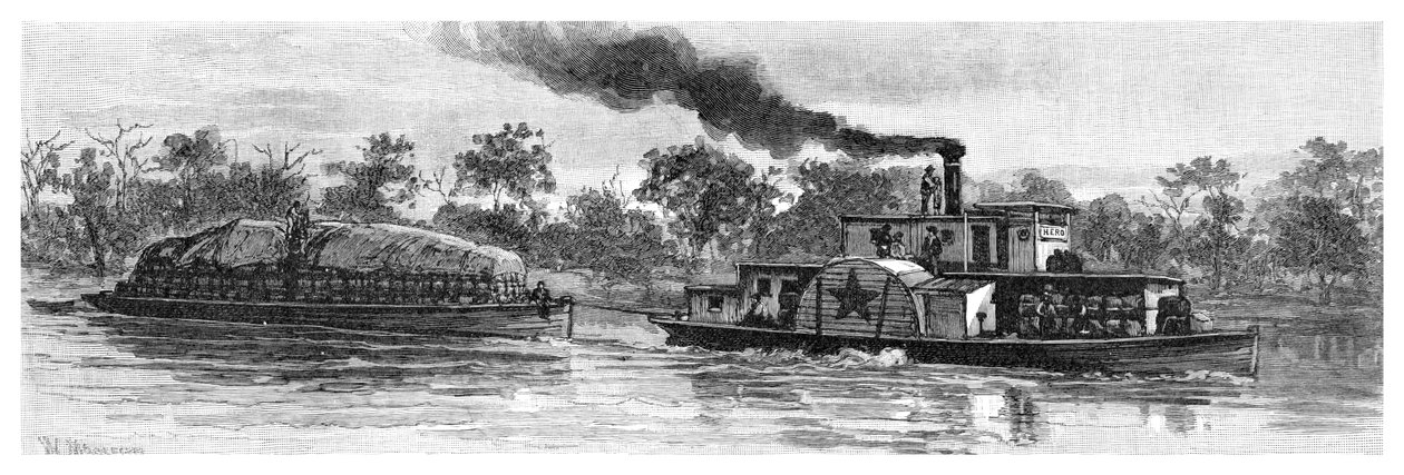 Gyapjúbárka a Darling folyón, Ausztrália, 1886 alkotó: Unbekannt