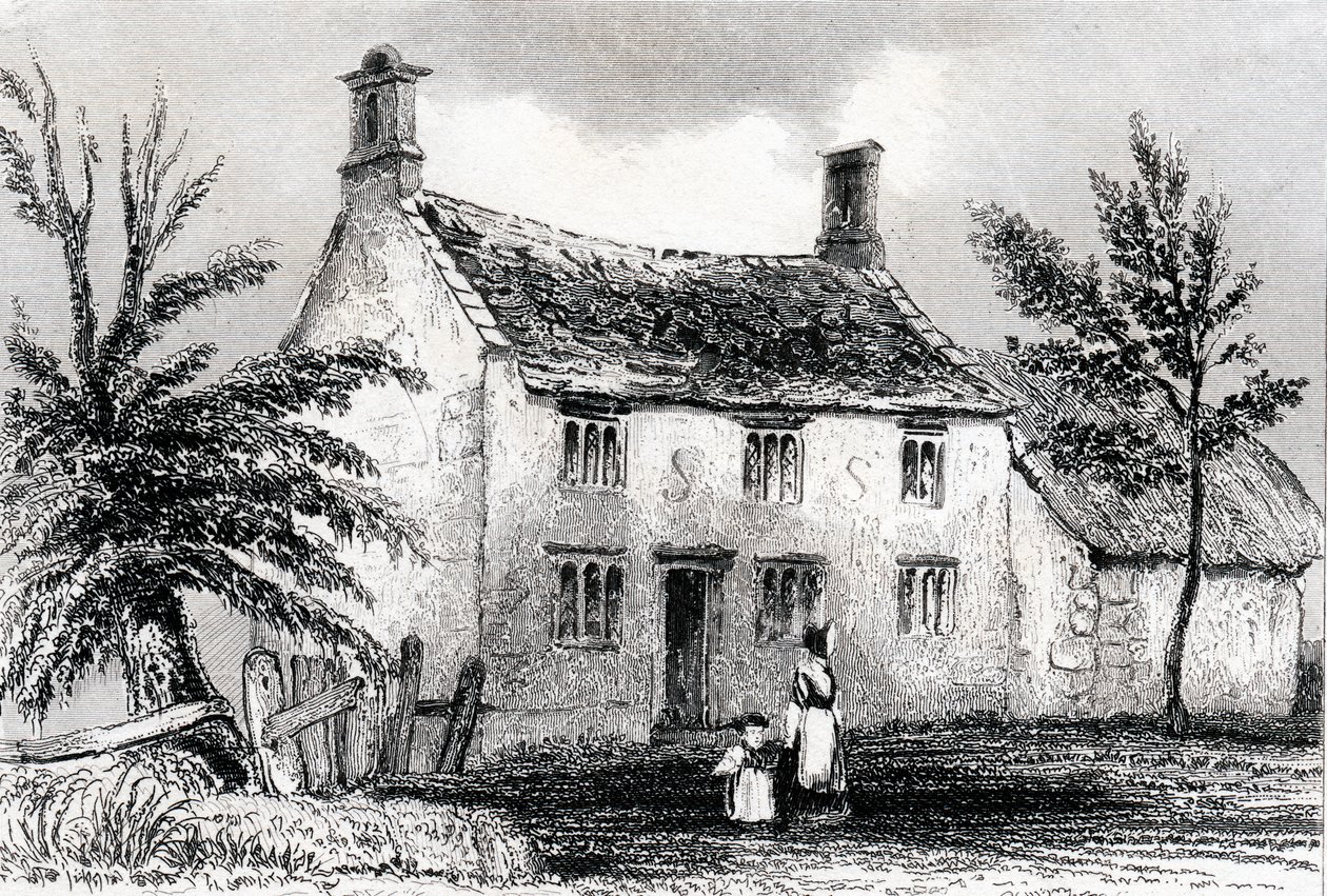 Woolsthorpe Manor, Grantham közelében, Lincolnshire, Sir Isaac Newton szülőhelye, 1840 alkotó: Unbekannt