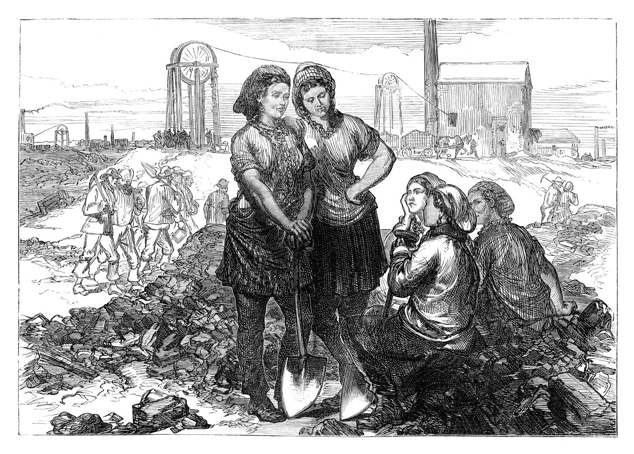 Dolgozó lányok a Wigan Collieries-ben, 19. század végén alkotó: Unbekannt
