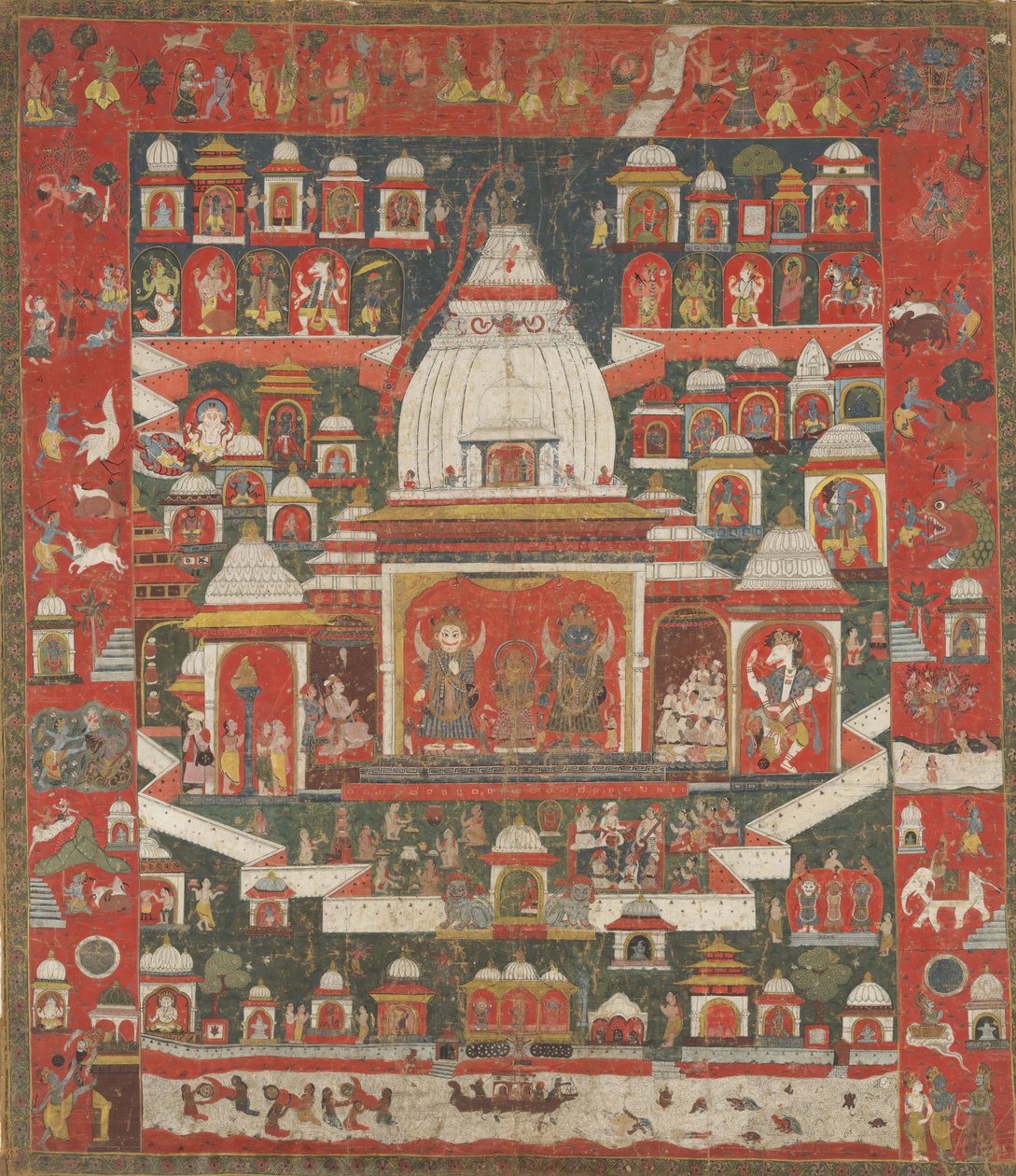 Lord Jagannatha imádata puri templomában, 18. század első fele. alkotó: Unbekannt