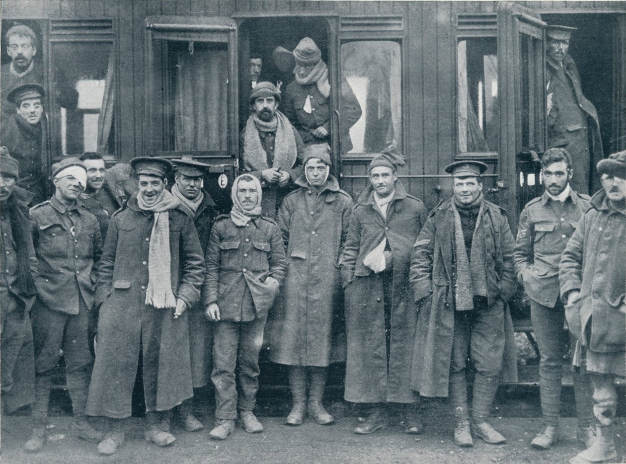 Sebesült angol csapatok úton a báziskórház felé, 1914 alkotó: Unbekannt