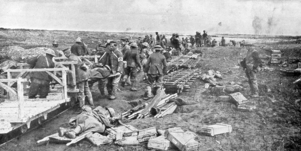 Sebesült evakuálási pont, Vimy, Franciaország, Első világháború, 1917. április alkotó: Unbekannt