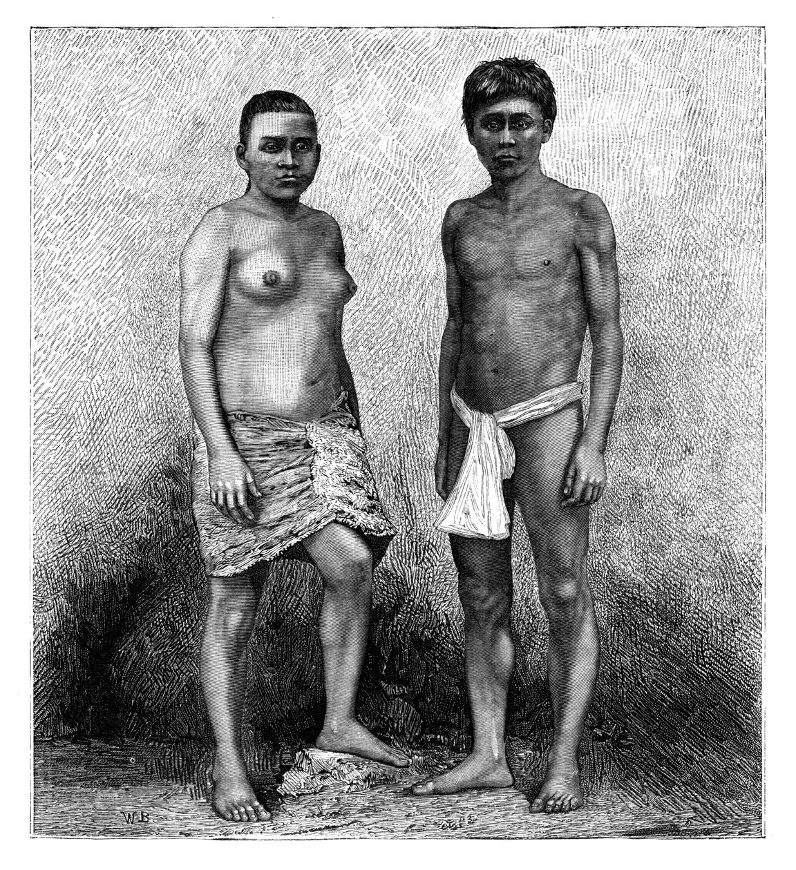 Fiatal talamancai indiánok, Közép-Amerika, 1890 alkotó: Unbekannt