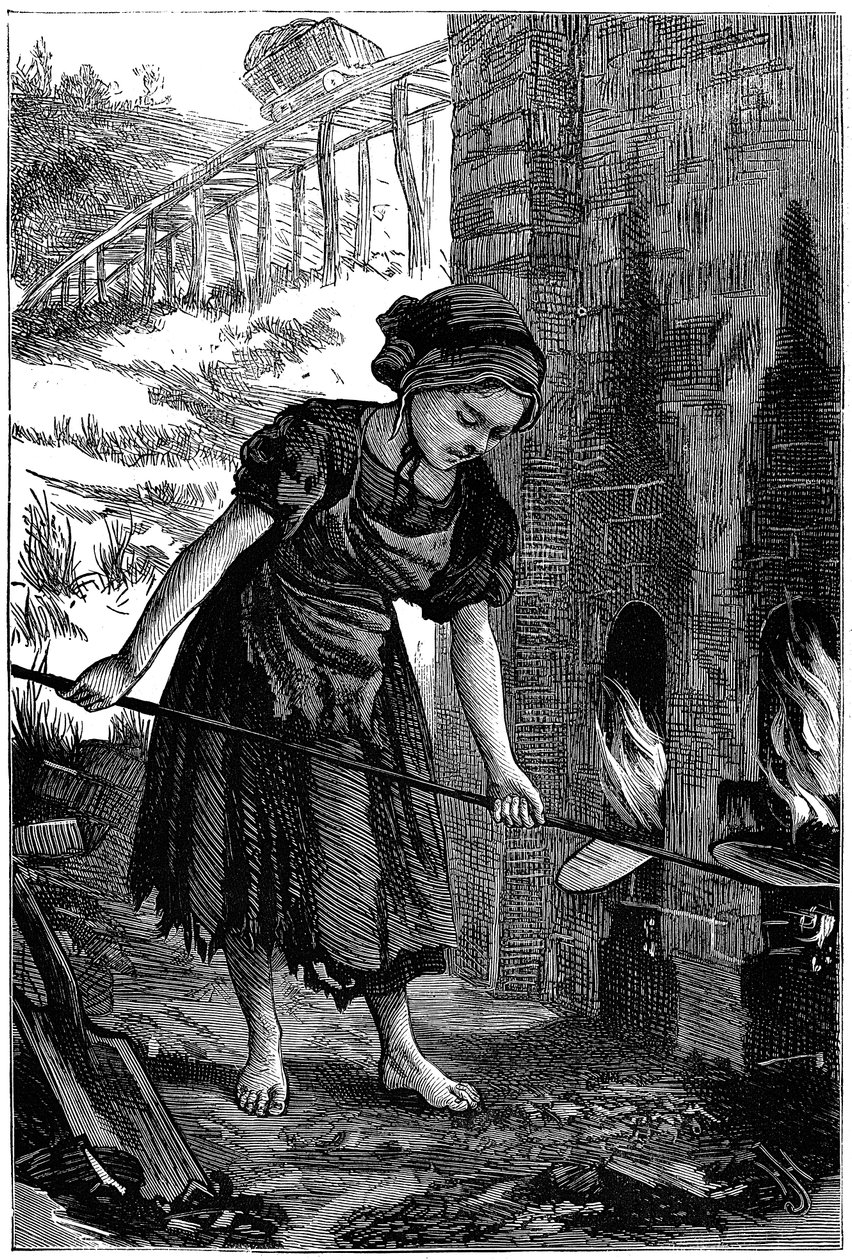 Fiatal lány, aki egy téglaégető tűzhelyét gondozza, 1871 alkotó: Unbekannt