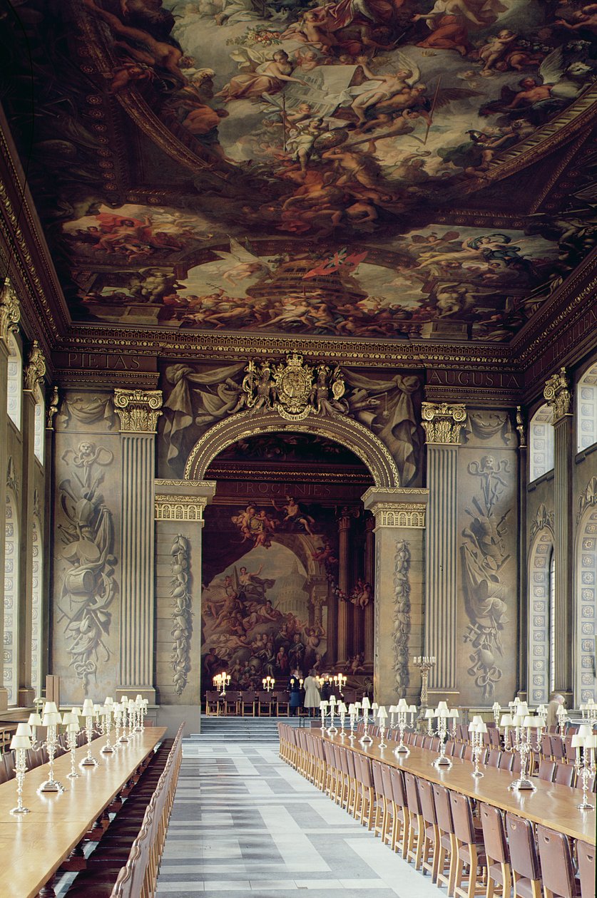 A Painted Hall bejáratának mennyezete, Old Royal Naval College, Greenwich, London alkotó: Unbekannt Unbekannt