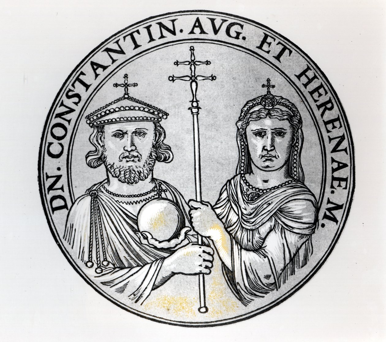 VI. Konstantin (i.sz. 770-kb. 797) és anyja, Irén (metszet) (bw fotó) alkotó: Unbekannt Unbekannt