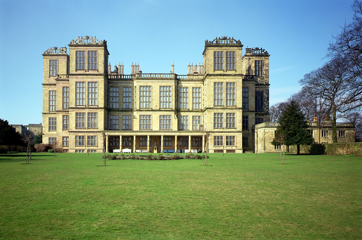 Hardwick Hall, külső nézet, épült 1590-97, Derbyshire, Egyesült Királyság alkotó: Unbekannt Unbekannt