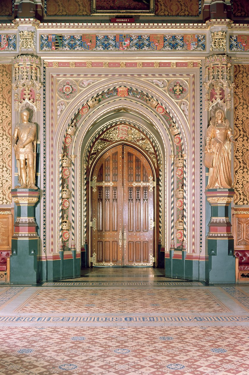 A Parlament házai, a Robing Room bejárata, Royal Gallery, 1841 körül, Sir Charles Barry, (1795-1860) és Augustus Pugin, (1812-52) Westminster, London, Egyesült Királyság alkotó: Unbekannt Unbekannt