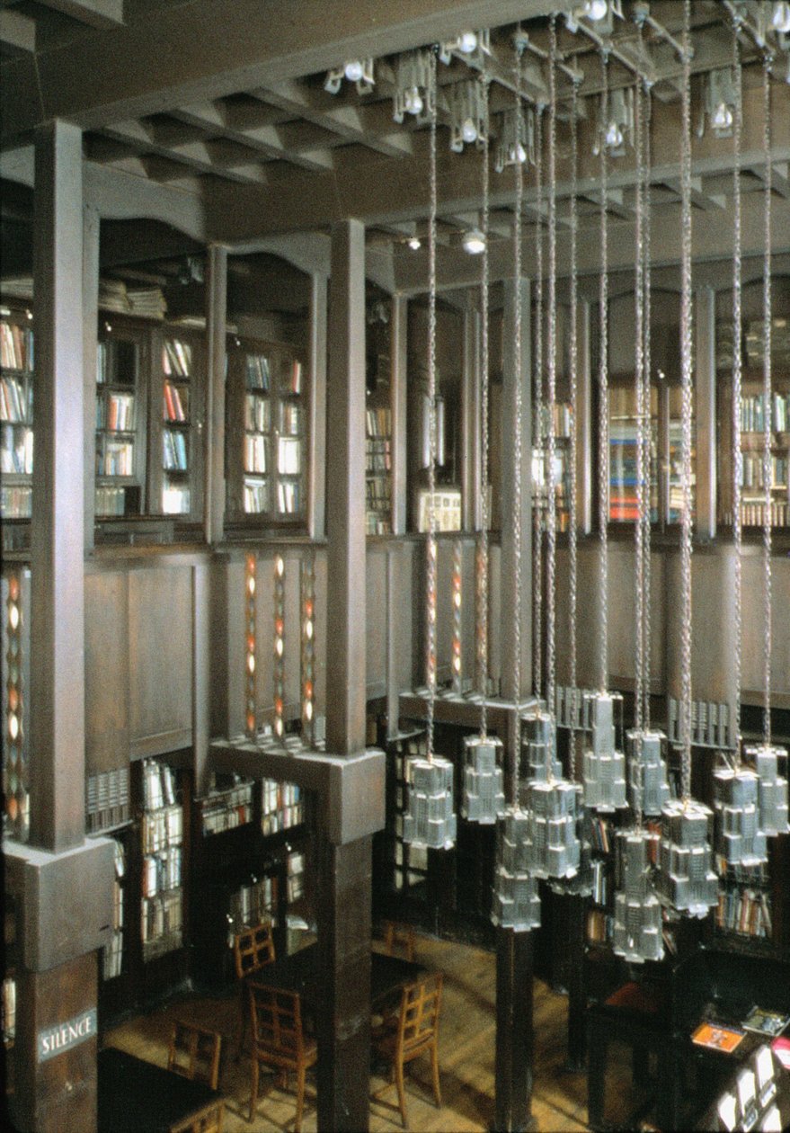 Glasgow Művészeti Iskola belseje, könyvtár, Skócia, Egyesült Királyság; építette 1897-1909, Charles Rennie Mackintosh, (1868-1928) alkotó: Unbekannt Unbekannt
