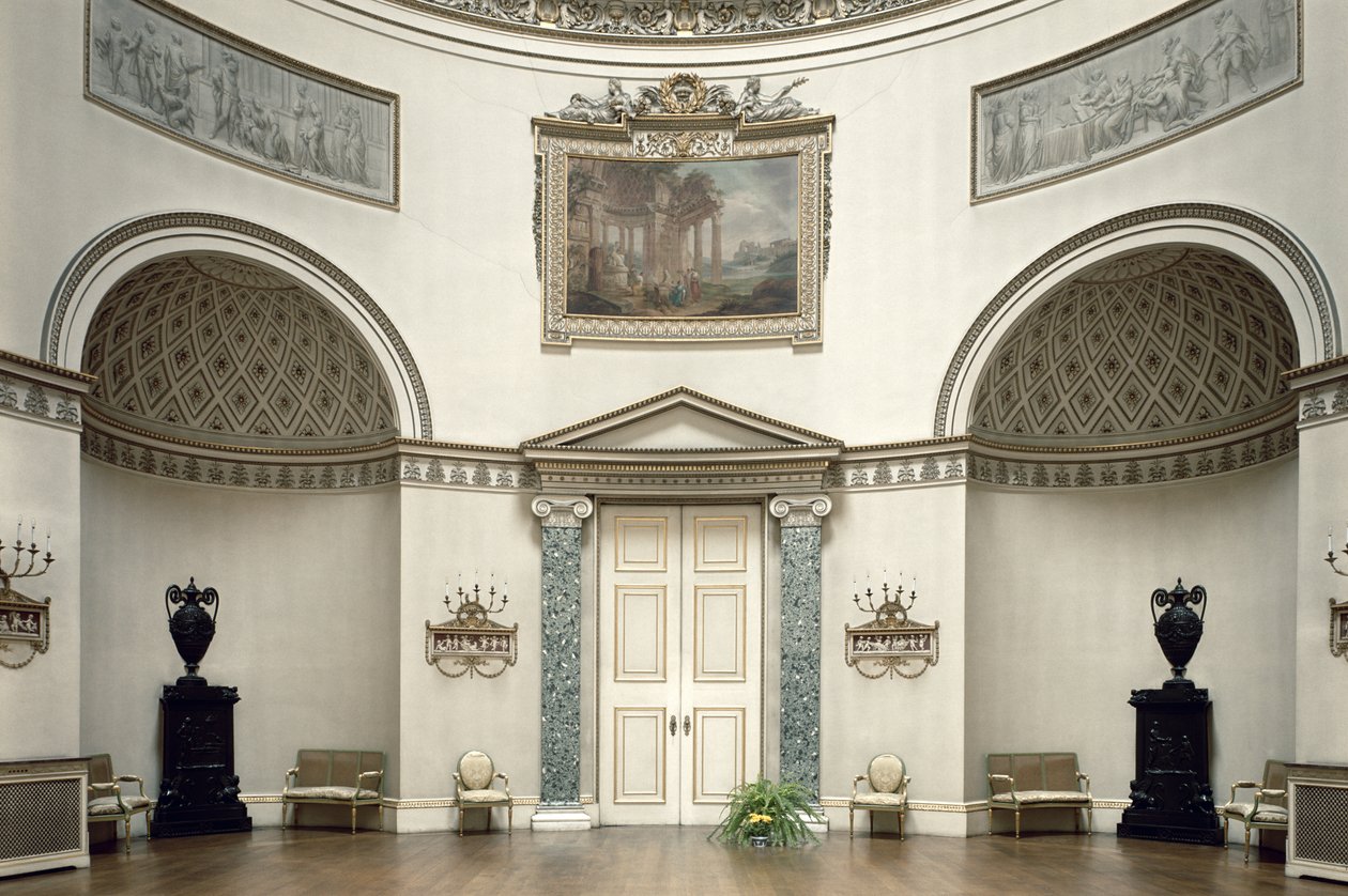 Kedleston Hall, The Saloon, Derbyshire, Egyesült Királyság, Robert Adam (1728-92) tervezte, 1763-ban elkészült alkotó: Unbekannt Unbekannt