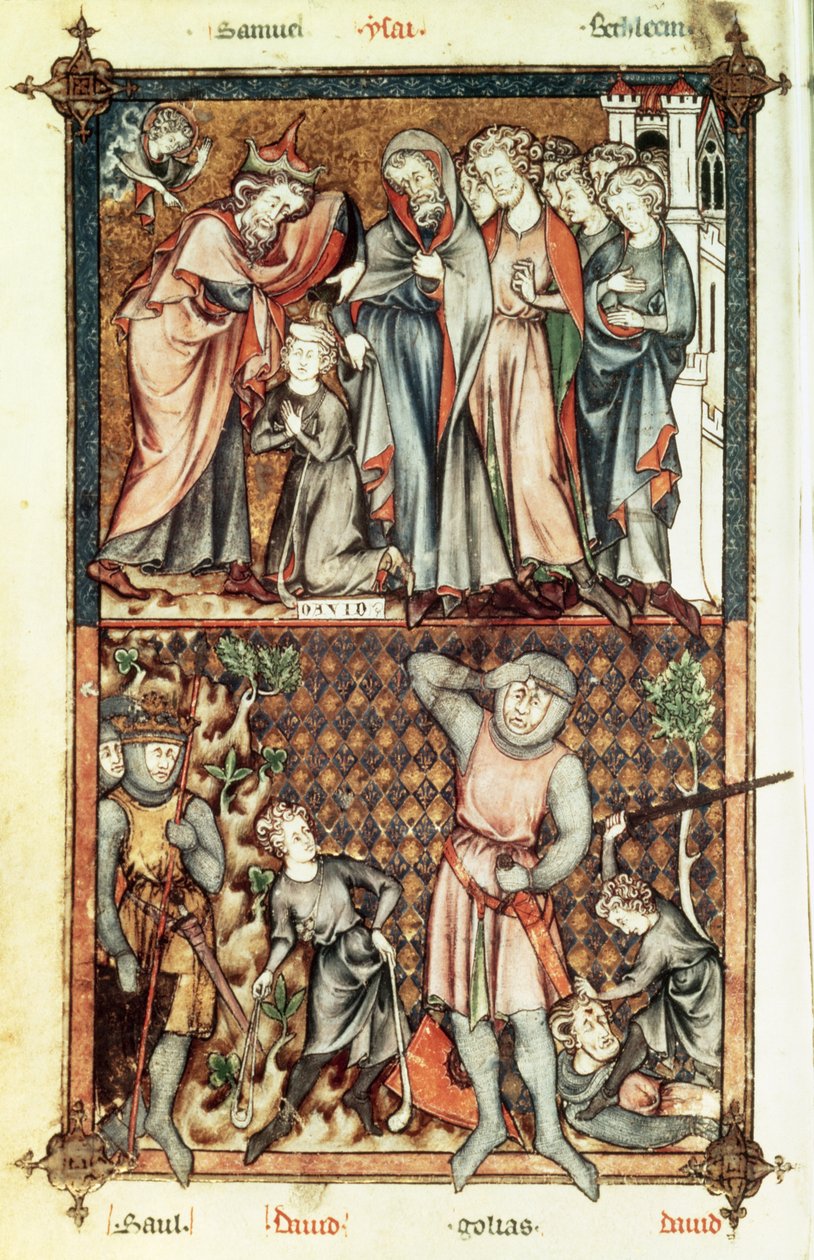Lat 1023 f.7v Dávid és Góliát Saullal, Le Bel de Breviare alkotó: Unbekannt Unbekannt